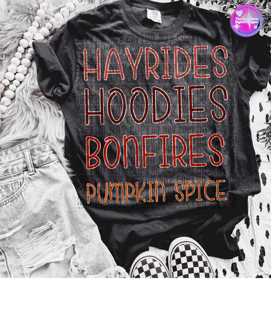Hayrides,hoodies,bonfires,pumpkin spice