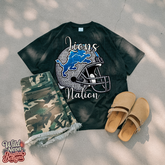 Lions nation rhinestones